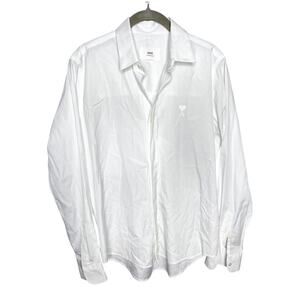 AMI Paris Alexandre Mattiussi White‎ Tonal Heart Button Down Size 36